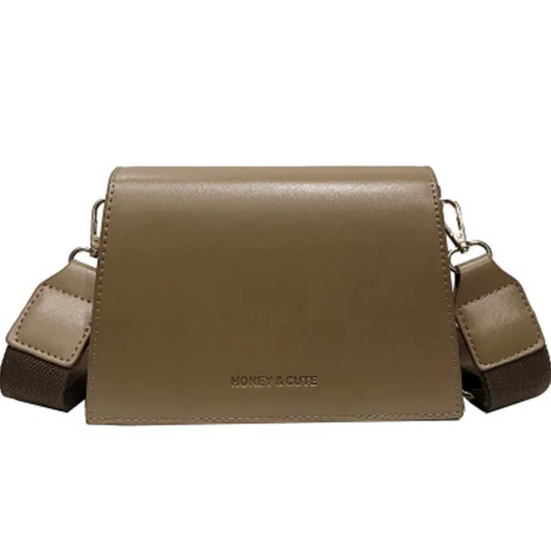 

Casual Solid Color Small Fiap Bags Women Shoulder Crossbody Bag All-match Flap Vintage Pu Ladies Party Handbag Wide Straps Bag