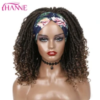 hanne short brown headband dreadlock wig synthetic soft faux locs wigs braiding crochet twist hair wigs for black womenmen
