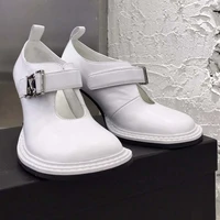 brand fashion genuine leather mary jane shoes women square toe high heel pumps women buckle strap high quality casual sandals