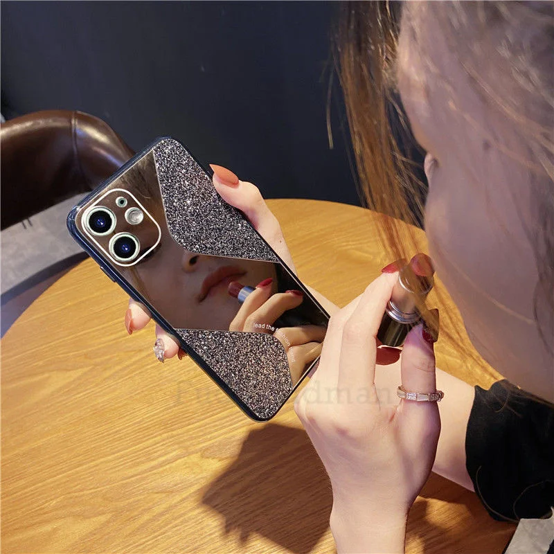 

Fashion Glitter Mirror Case For Xiaomi Mi Note 10 Lite Redmi 9A 9C 9 Redmi Note 8 9 Pro 9S S Diamond Cover Protective shell