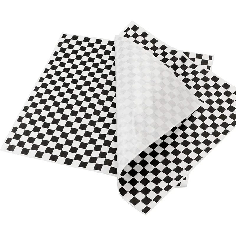 

400 Sheets Checkered Dry Waxed Deli Paper Sheets, Paper Liners for Food Basket,Bread and Sandwiches