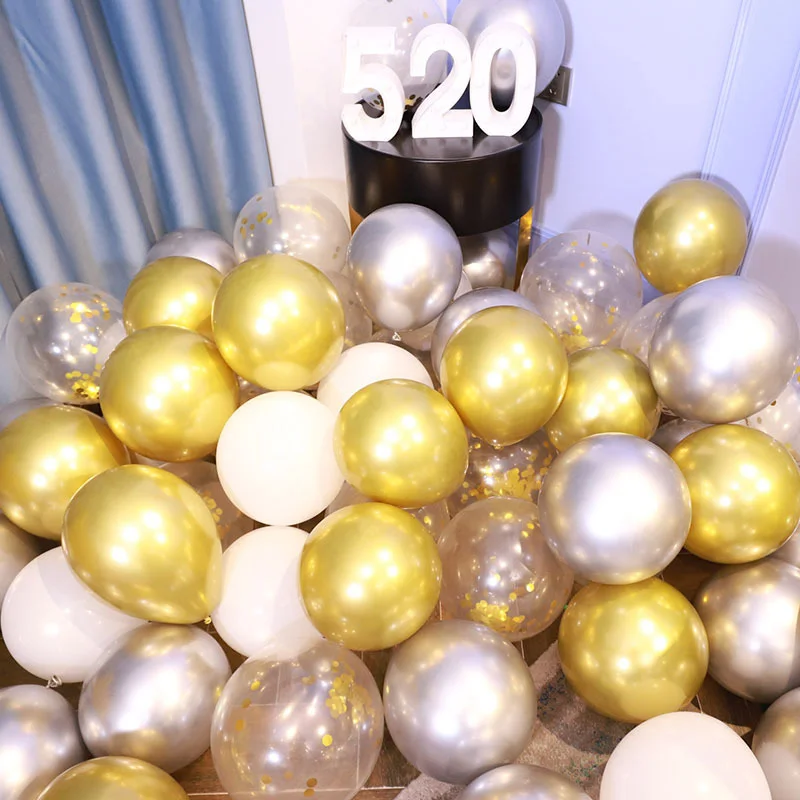 Leeiu 18 шт 10 дюймовое латексных воздушных шаров с цвета: золотистый Серебристый