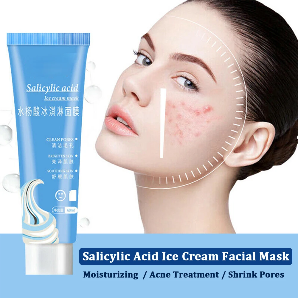 

Salicylic Acid Ice Cream Facial Mask Acne Pores Treatment Hyaluronic Moisturizing Nourishing Whitening Face Skin Care Masks
