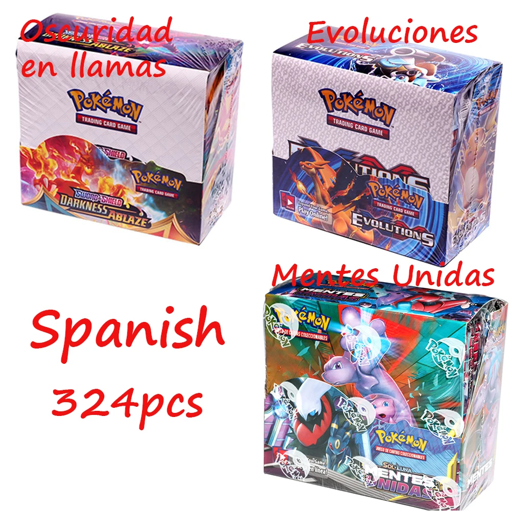

2021 новейшие испанские Покемоны 324 360 шт./набор карточные игрушки торговая карта игра эволюции тьма Ablaze Коллекционная коробка карта Energy T