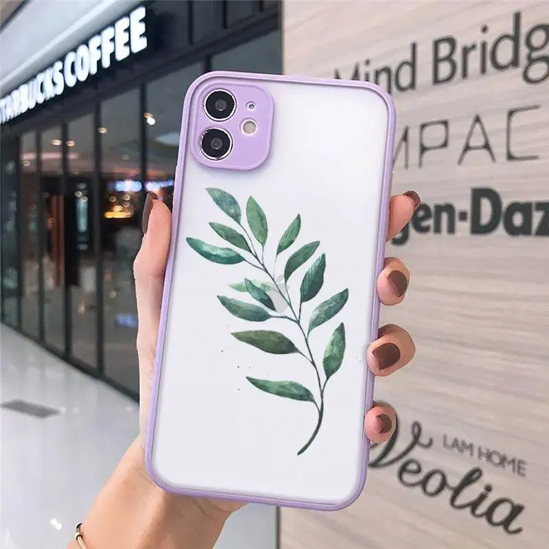 

Watercolor plants with flowers Phone Cases Matte For iPhone 12 Mini 11 Pro XR XS Max 7 8 Plus X Hard PC Back Cover