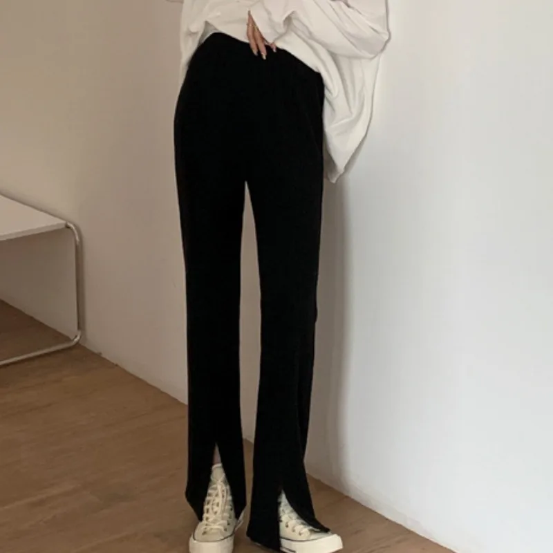 

High Waist Slimming Longer Leg Split Wide Leg Trousers for Women 2021 New Draping Versatile Horn Mop Pants Outer Wear