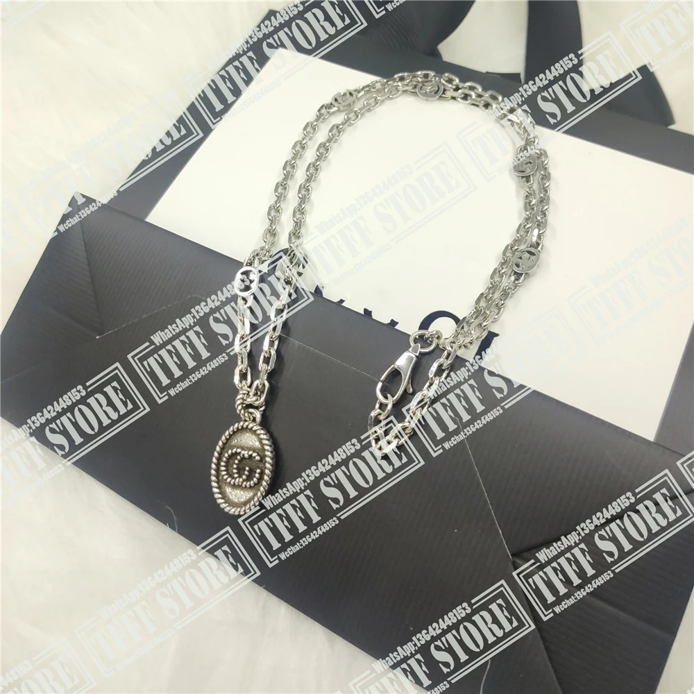

Classic oval restoring ancient ways letters label products tags, sterling silver necklace