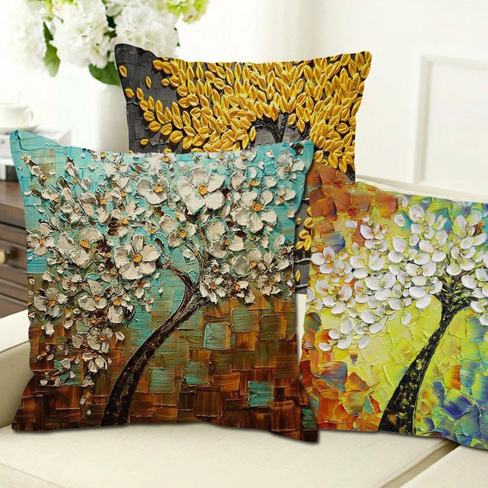 3D Vintage Flower Cotton Linen Pillow Case Waist Cushion Cover Bags Home Car Bedroom Sofa Decoration Cases#B40 |