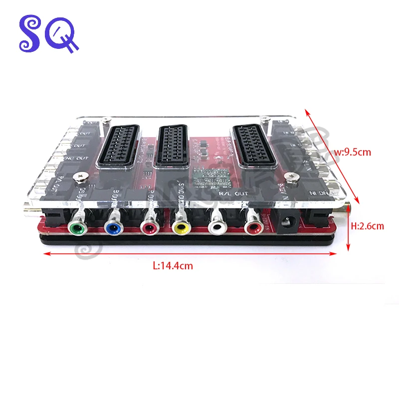 Акриловый чехол Mini SCART дистрибьютор преобразователь видео RGBS/SCART 1 в 2RGBs/SCART 4 Out Auto