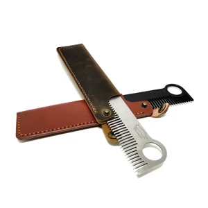Тактический Кожаный чехол A116 для повседневного использования на открытом воздухе, расческа для головы, прошитый вручную кожаный чехол, кожаный чехол из нержавеющей стали