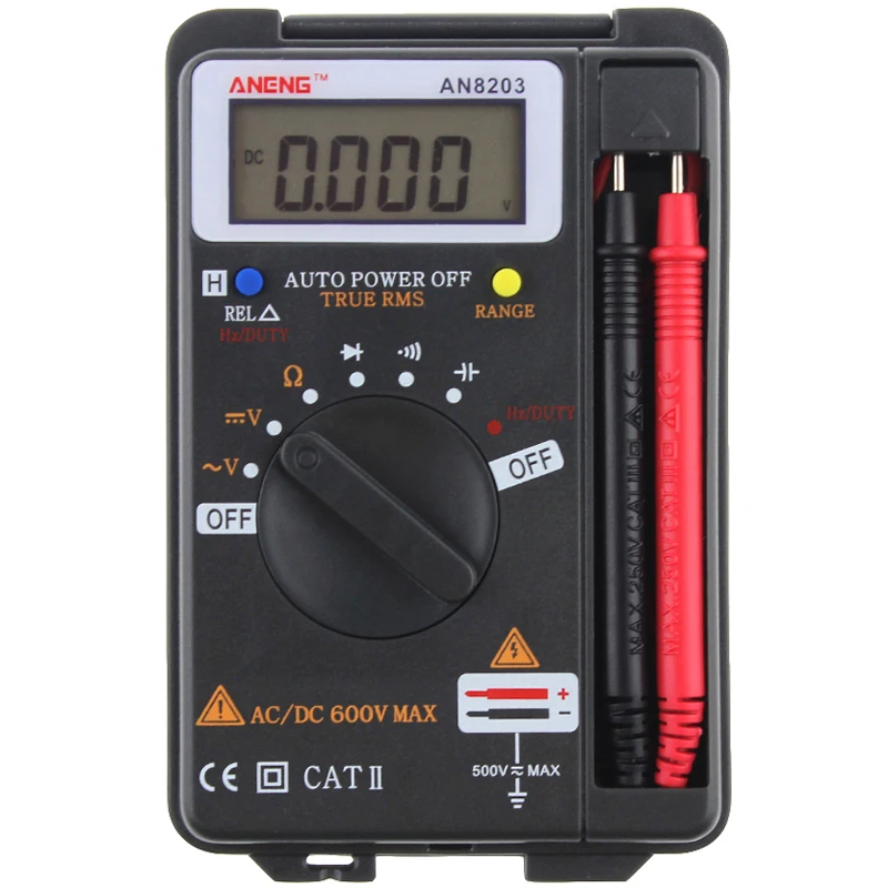 

AN8203 4000 Counts True RMS Mini Digital Multimeter Voltage Resistance Frequency Capacitance Tester