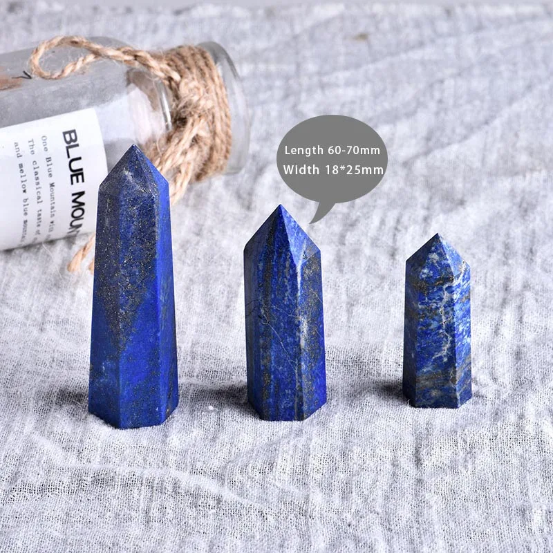 60-70 mm 1 шт. натуральный кристалл Lapis шестиугольная колонна КРИСТАЛЛ ТОЧКА минеральный орнамент волшебный ремонт домашнего интерьера DIY подарок украшение - Цвет: 60-70 mm