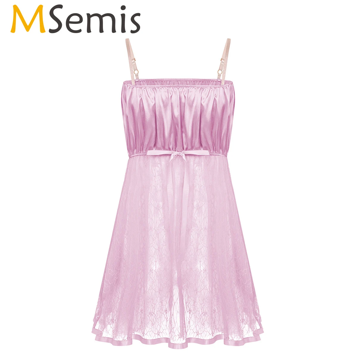 Женское атласное платье MSemis блестящее прозрачное кружевное сексуальное для