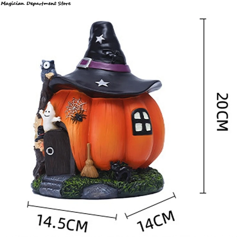

Creative Witch Pumpkin House Girl Play House Decoration Horror Halloween Family Restaurant Ornament Luminous Witch Hat Ghost