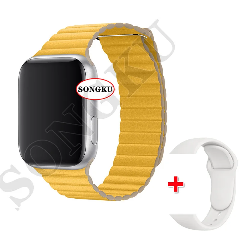 S Leather Y and W SONGKU IWO 12 часы серии 5 1:1 умные часы 40 мм 44 мм Bluetooth часы для apple iPhone Siri Android телефон цветной ремешок - Цвет: S Leather Y and W