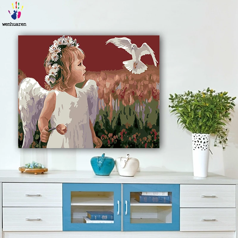 Сделай Сам картинки для раскраски по номерам с цветным маленьким ангелом картина