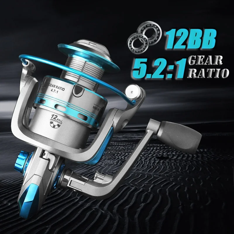 

12BB Fishing Spinning Reel Saltwater Fishing Carp Casting Reel Bait Casting Wheel 1000-7000 Series Max Drag 8KG
