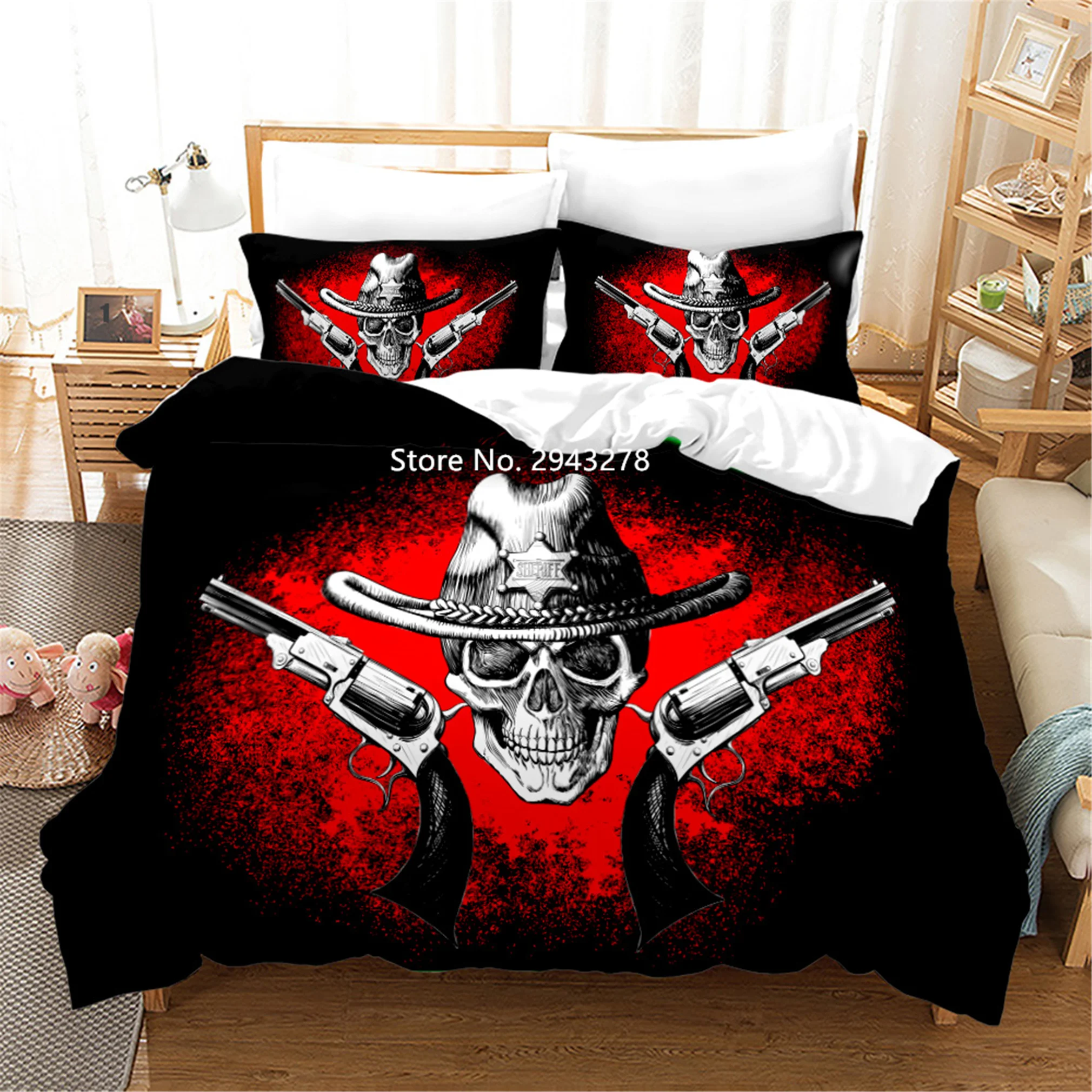 

Skeleton Flower Butterfly Pattern Duvet Quilt Cover Pillowcase Bedding Set Children Adult Bedroom Decoration Home Textile