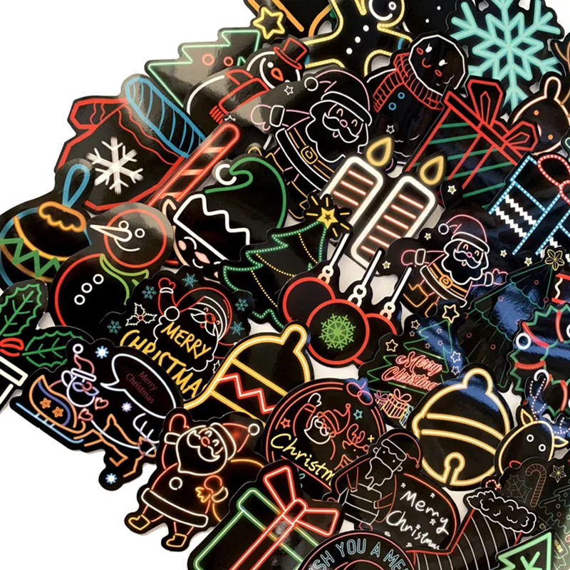 Неоновые рождественские наклейки для детей игрушек телефонов ноутбуков