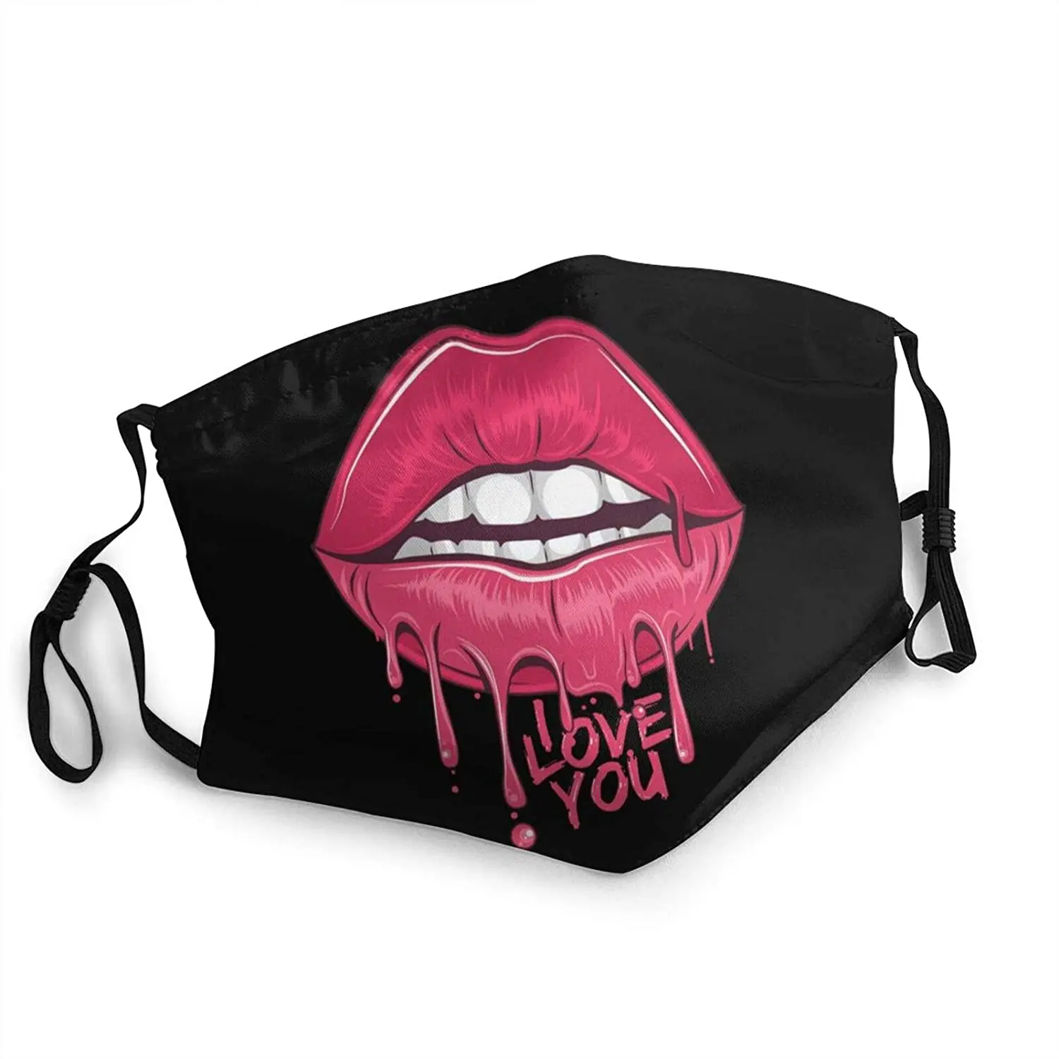 

Creative Design Love You Sexy Lips Mouth Covering Washable Reusable Fabric Face Mask with Filter
