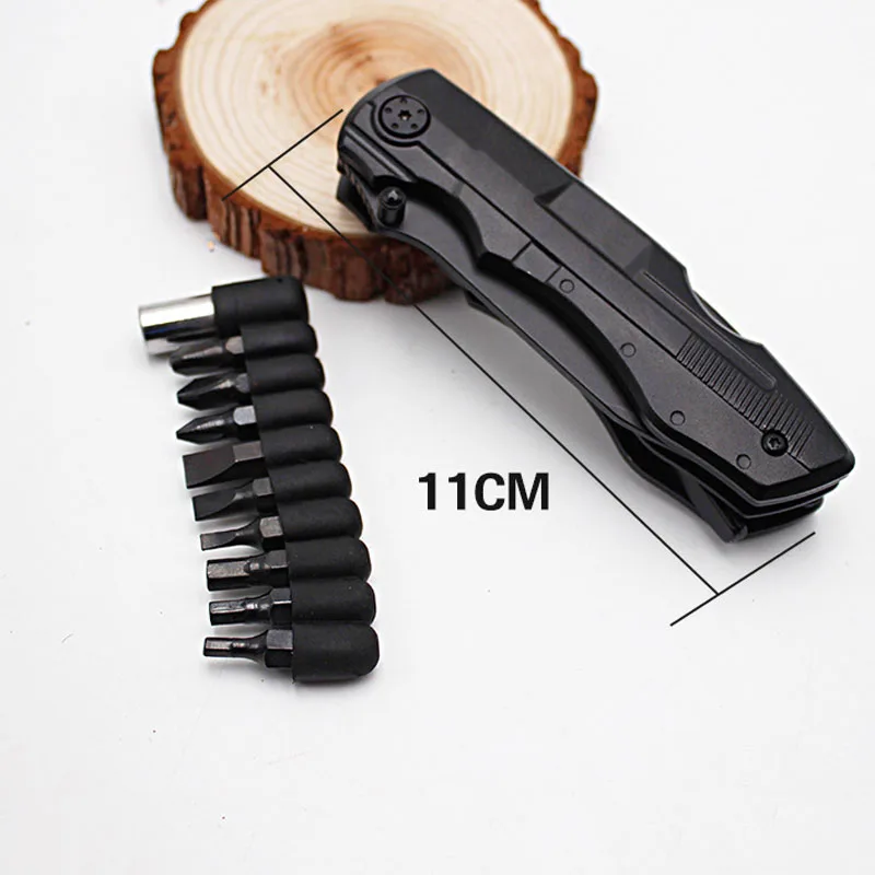 

10 In 1 Multitool Set Outdoor Camping Pliers Opener Cutter Kit with 10 Drill Bits Portable Carry Bag ALS88