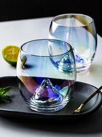 ins hot whisky glass mountain shape hollow carved creative design colourful transparent juice milk water wine beer drinks cups