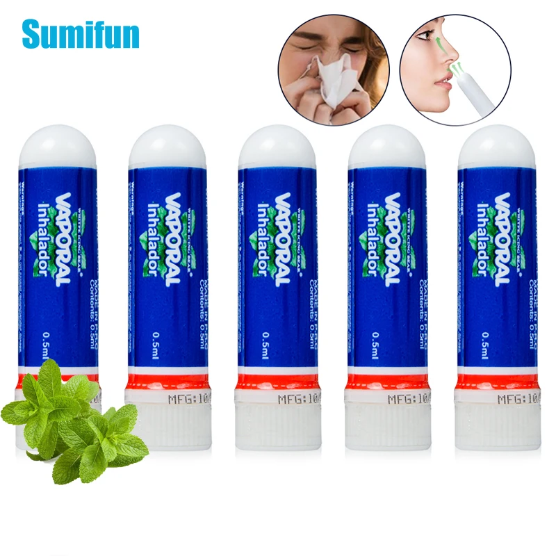 

5pcs 100%Original Thailand Herbal Nasal Inhaler Nasal Essential Oil Rhinitis Mint Cream Nose Cold Cool Ointment Relief Headache