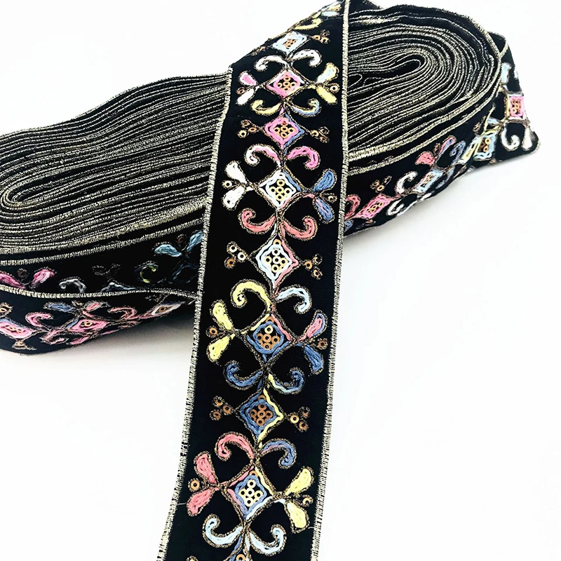 1 ярдов вышивка блестками кружевная отделка Лента винтажная для одежды сумка