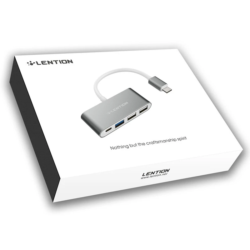 

LENTION C13 4-In-1 USB-C Hub with Type C USB 3.0 USB 2.0 Multiport PLUG & PLAY Charging & Connecting Adapter for ,Gray