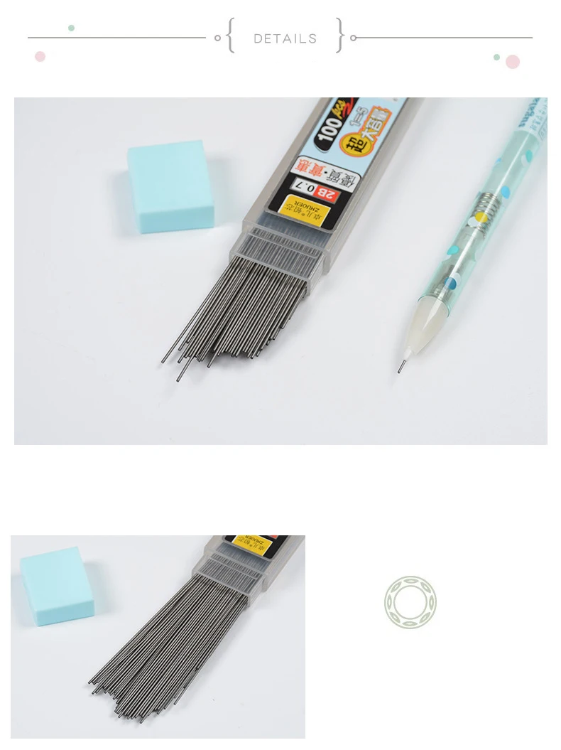 100 шт./кор. графитовый свинцовый 2B механический карандаш сменный пластиковый