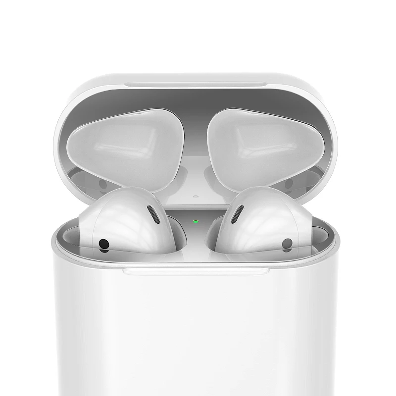 Silver1GWireless Для Apple Air Pods металлическая защита от пыли Защитная Наклейка Bluetooth наушники поколение 1 2 крышка Пылезащитная царапина наклейка - Цвет: Silver1GWireless