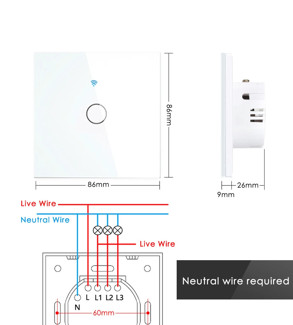AXUS 1/2/3 Gang TUYA WiFi умный сенсорный переключатель 110-250 В приложение Smart Life настенный