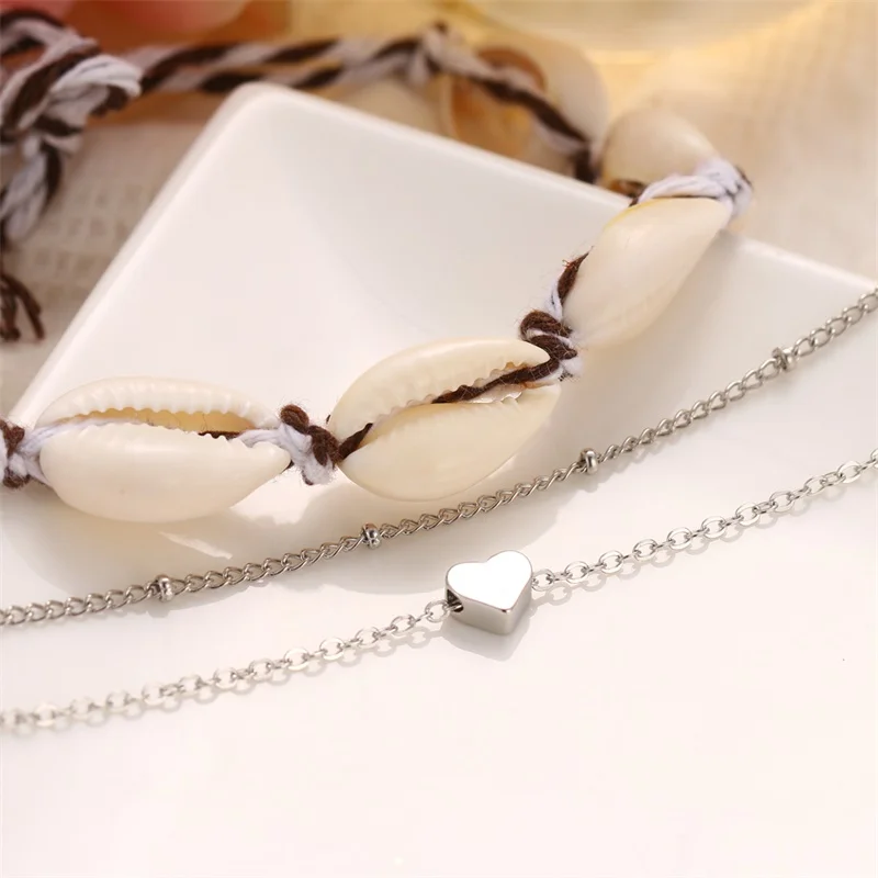 KISSWIFE богемная 3 шт./компл. Ретро подвеска в виде сердца серебряная цепочка для