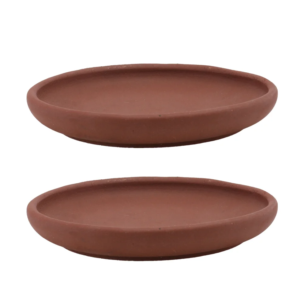 

2Pcs Purple Clay Flowerpot Tray Home Plant Round Tray Thicken Flowerpot Plate
