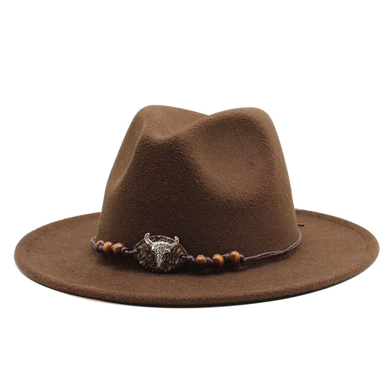Wide Brim Wool Felt Jazz Fedora Hats Panama Style Women  Ladies Trilby Gambler Hat Fashion Party Cowboy Sunshade Cap