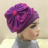 h140 high quality turban flower muslim hijab hats pull on islamic scarf hijab full headcover women headwrap ramadan gift