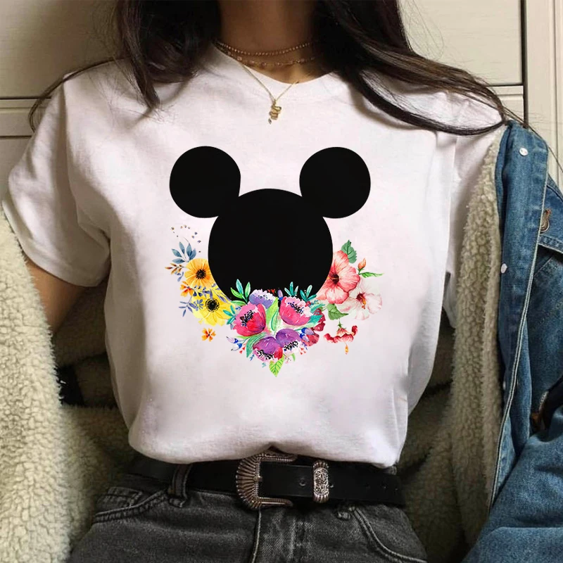 

Футболка женская летняя с коротким рукавом и принтом «цветы»