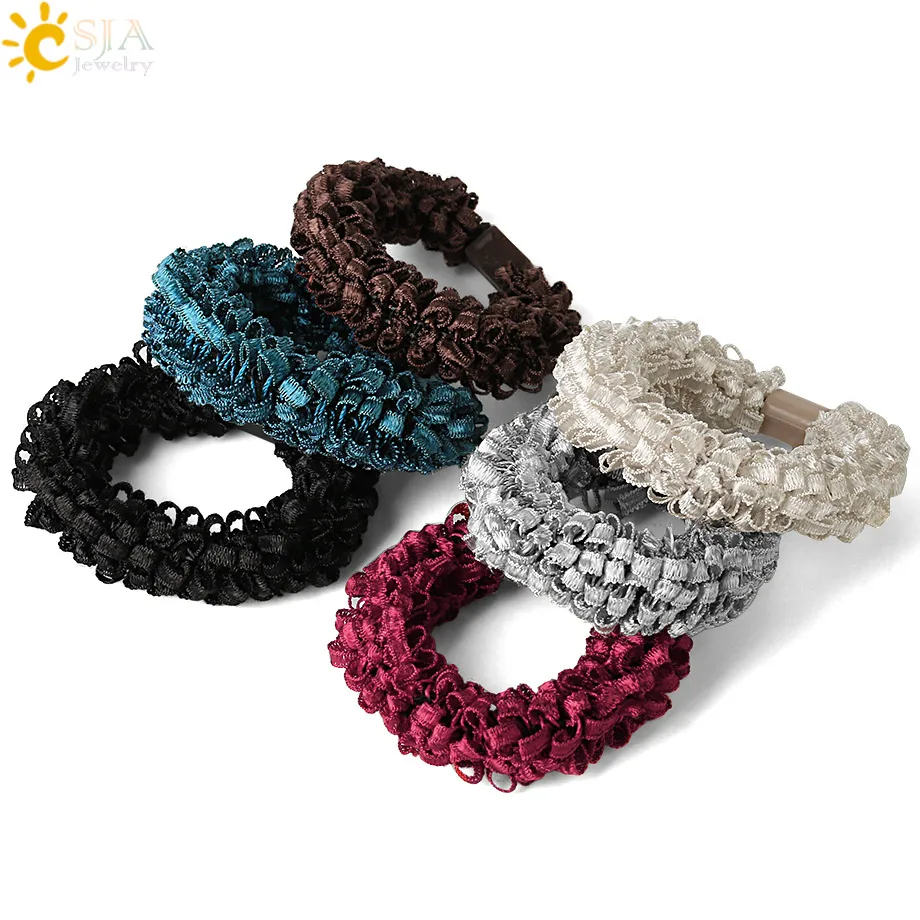 CSJA 6 шт. корейский стиль кольцо для волос высокие эластичные резинки кружевная