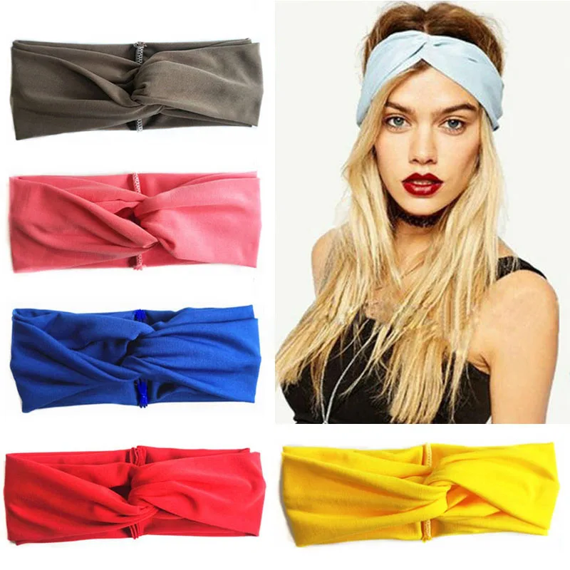 

Hot Sport Hairband Women Cotton Turban Twist Knot Head Wrap Headband Twisted Knotted Hair Band