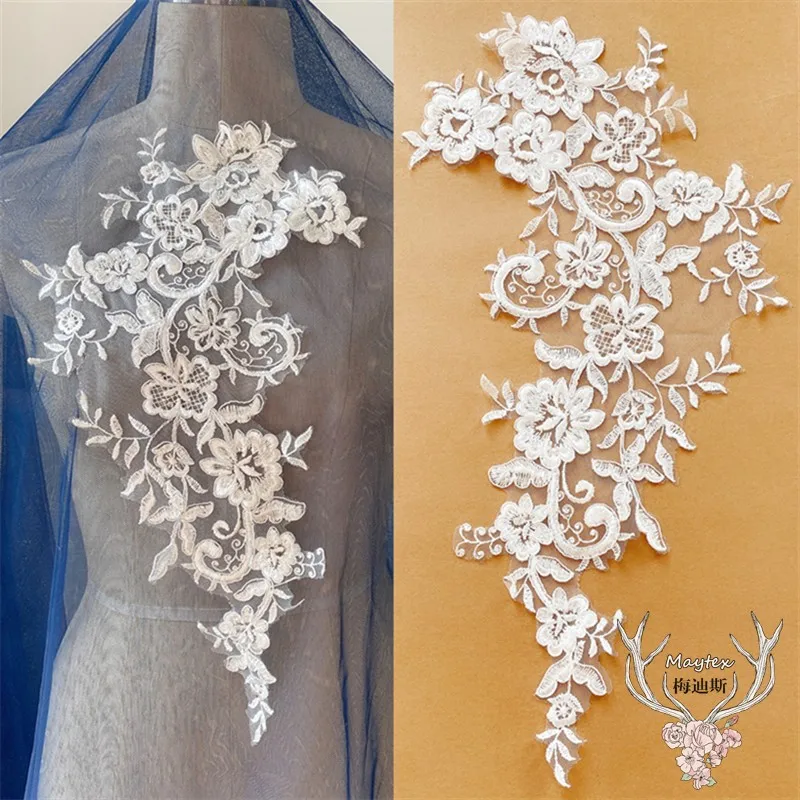 

Thick Sequin Cording flower wedding dress applique evening dress decorative embroidery lace applique patch