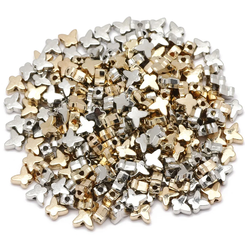 100Pcs 6x6mm With Hole Butterfly Seed Beads CCB Loose Spacer Acrylic For DIY Jewelry Making Charms Bracelet Findings |