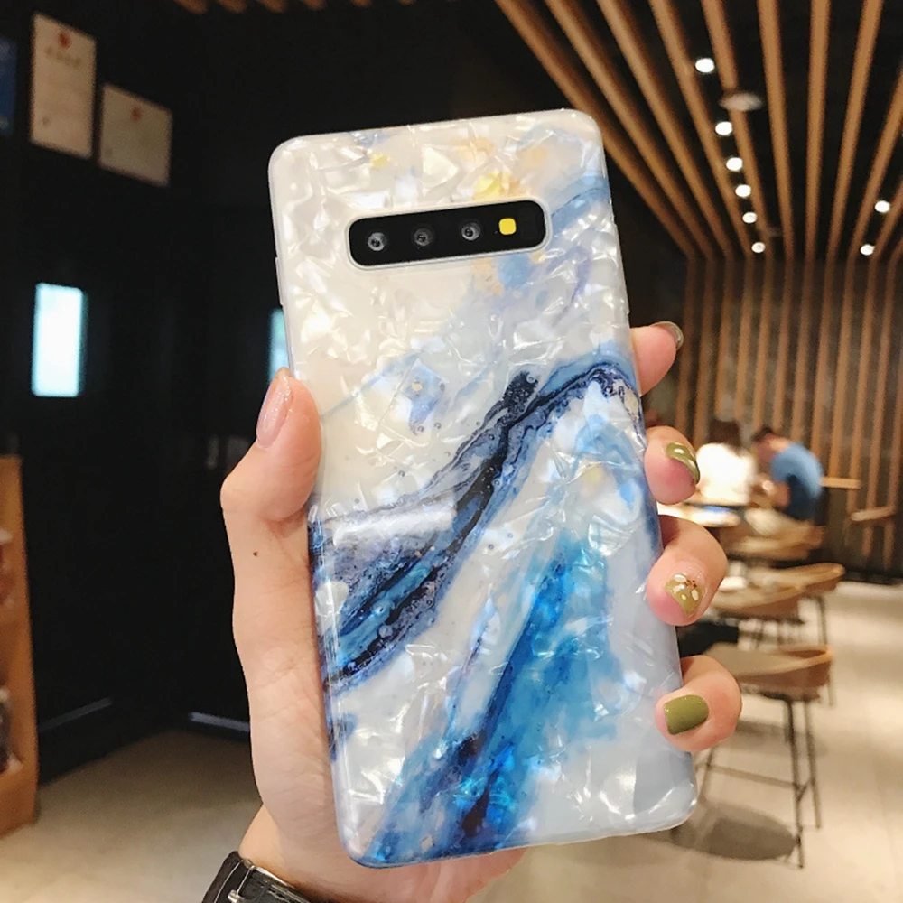 Для samsung S8 S9 чехол с блестящим корпусом мраморный для телефона S10 Plus Мягкий ТПУ