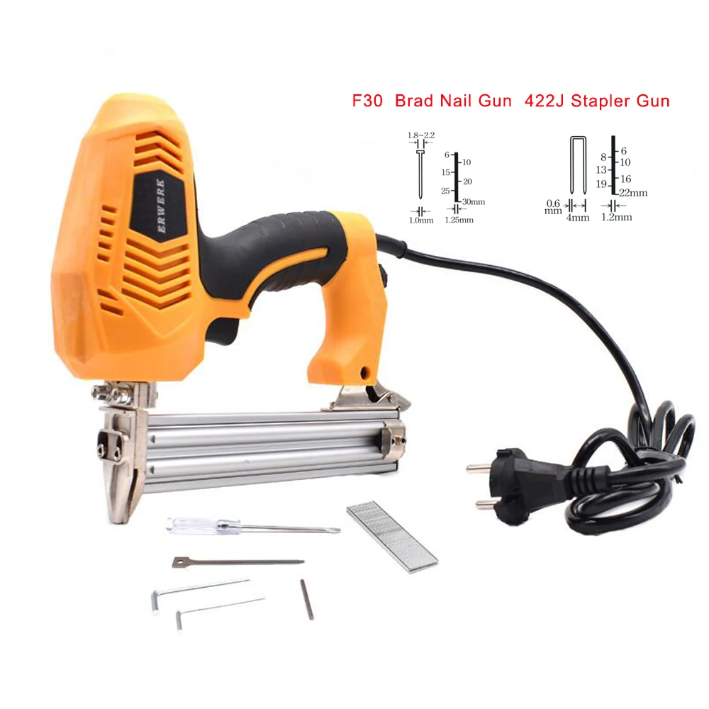 2 In 1 Electric Brad Nail Staple Gun For Frame Woodworking Tools