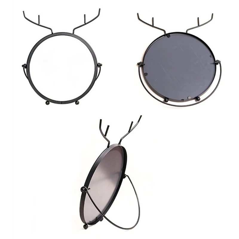 

Desktop Princess Mirror 360 Degree Flip Makeup Mirror Houselod Decorative Ornaments Wrought Iron Cartoon Animal Shape Mirrors