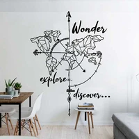 map compass wall sticker nautical home bedroom travel agency living room home fashion decoration vinyl decal mural t10