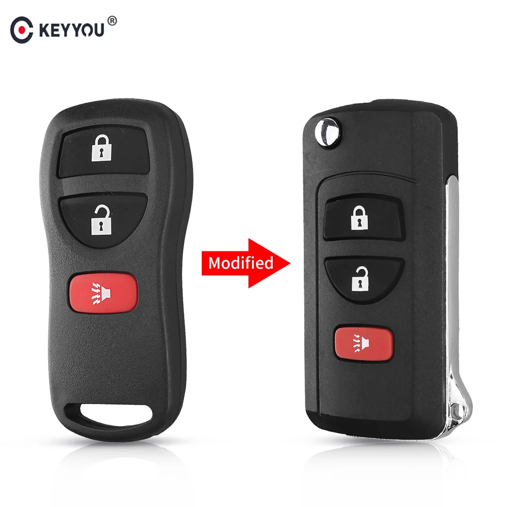 KEYYOU модифицированный откидной Складной Дистанционный чехол для ключа автомобиля для NISSAN Pathfinder Titan Versa Maxima Frontier Xterra Murano INFINITI