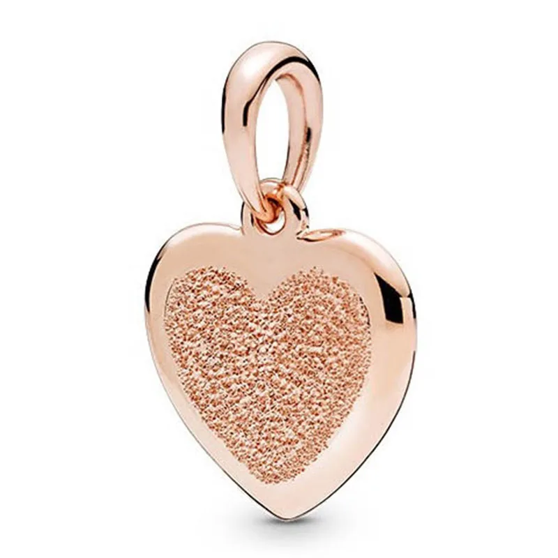 

925 Sterling Silver Charm Rose Gold Heart Pendant Fit Pandora Women Bracelet & Necklace Diy Jewelry