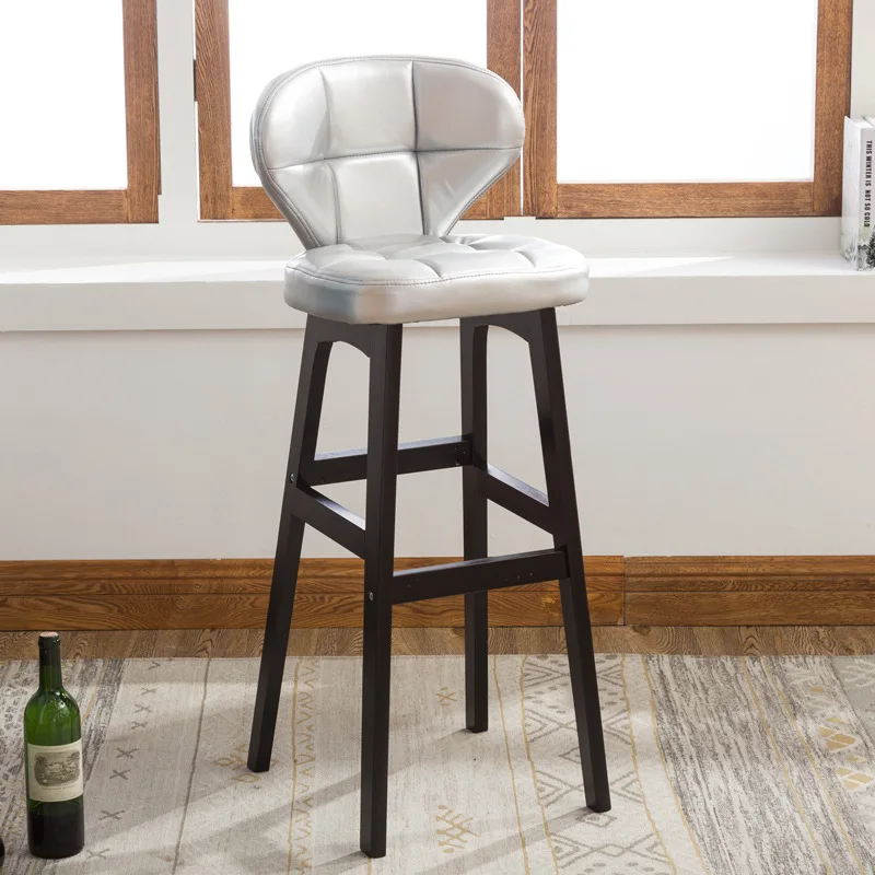 

Home European solid wood bar stool modern minimalist back bar bar stools American bar chair front high stool
