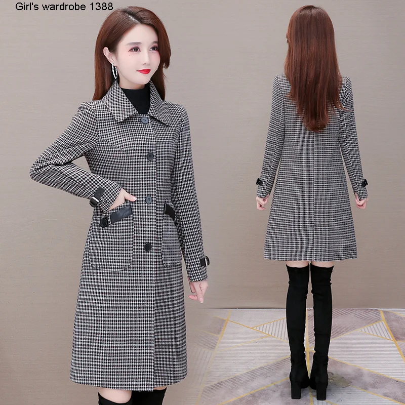 

Plaid windbreaker women's autumn dress 2020 new style, fashionable and versatile, medium and long small coat foreign style