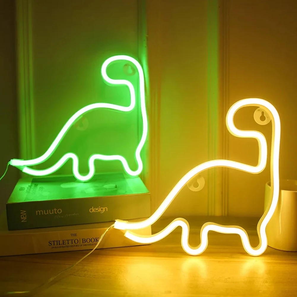 

LED Neon Light Small Dinosaur Shape Colorful Rainbow Neon Sign Wall Hanging Night Lamp for Home Party Festival Decoration Lamp